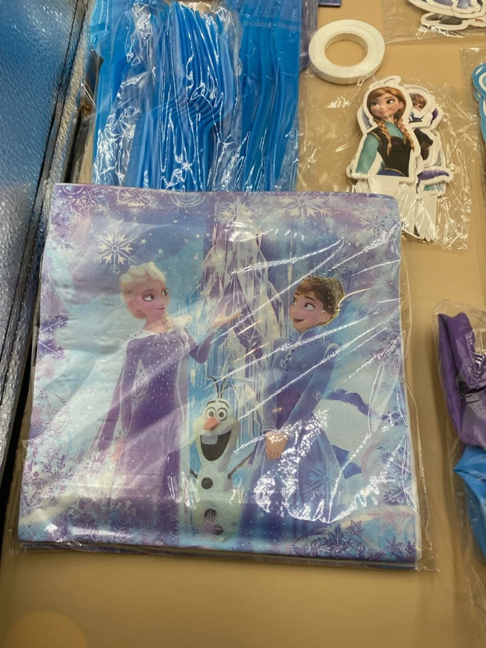 Disney Frozen Party Supplies Set - Blue, Purple, Pink serves 10 people